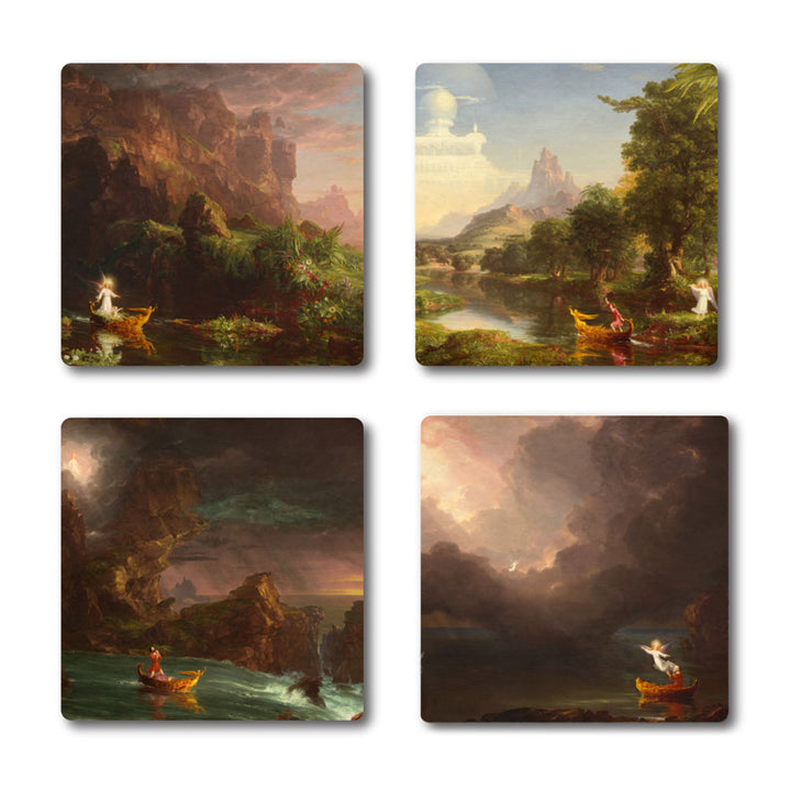 Thomas Cole, Voyage of Life, Leather Coaster Set