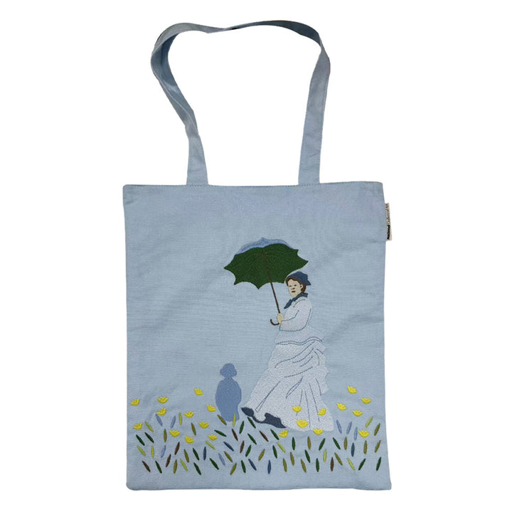 Monet, Woman with Parasol, Embroidered Tote