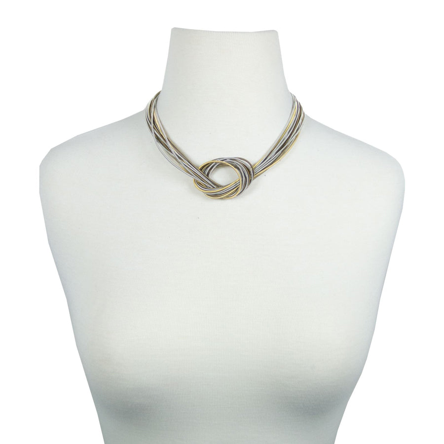Mixed Metal Piano Wire Knot Necklace