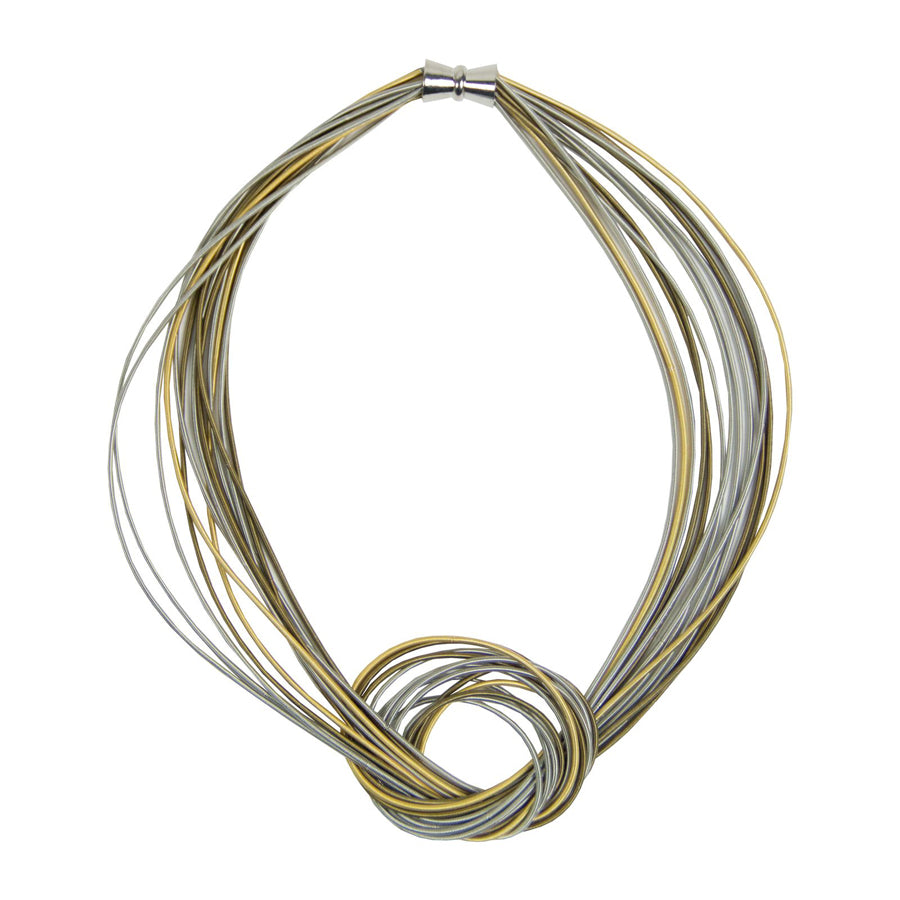 Mixed Metal Piano Wire Knot Necklace