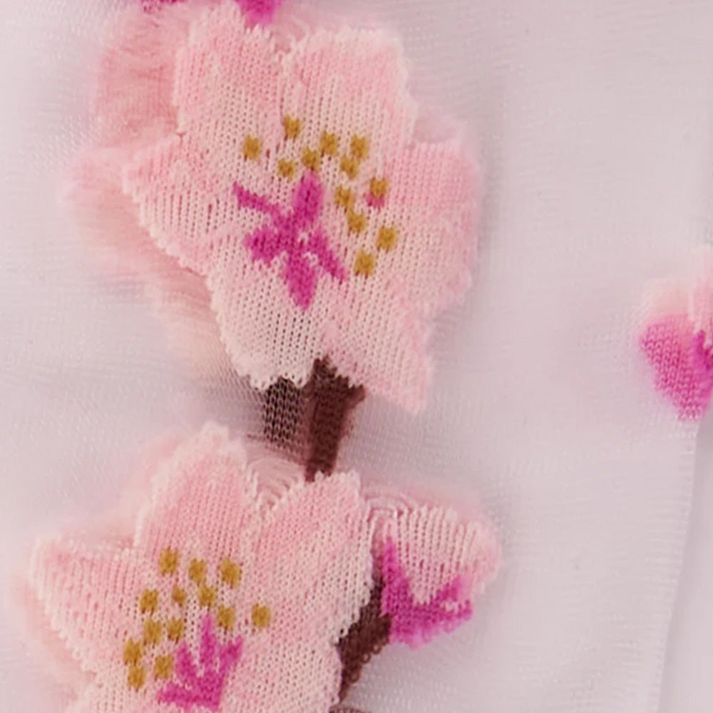 Cherry Blossoms Sheer Crew Socks