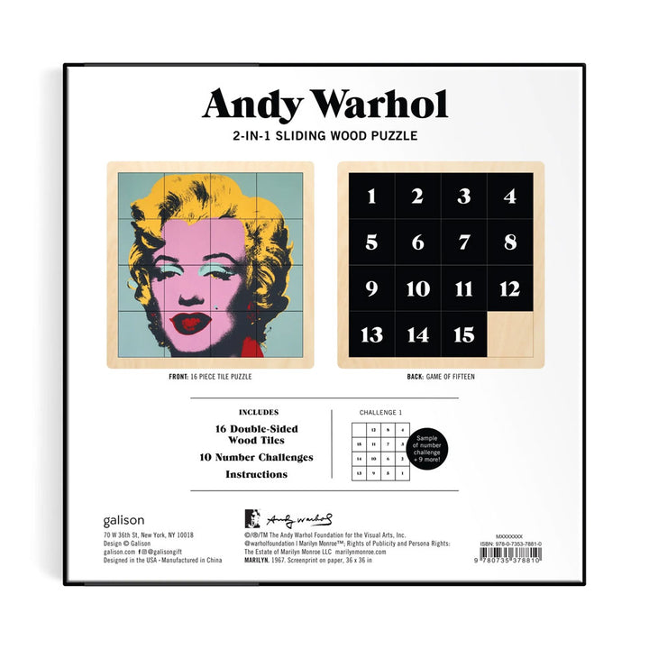 Andy Warhol Marilyn 2-in-1 Sliding Wood Puzzle