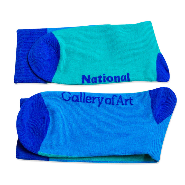 National Gallery of Art Logo Double-Sided Socks, Blue and Green