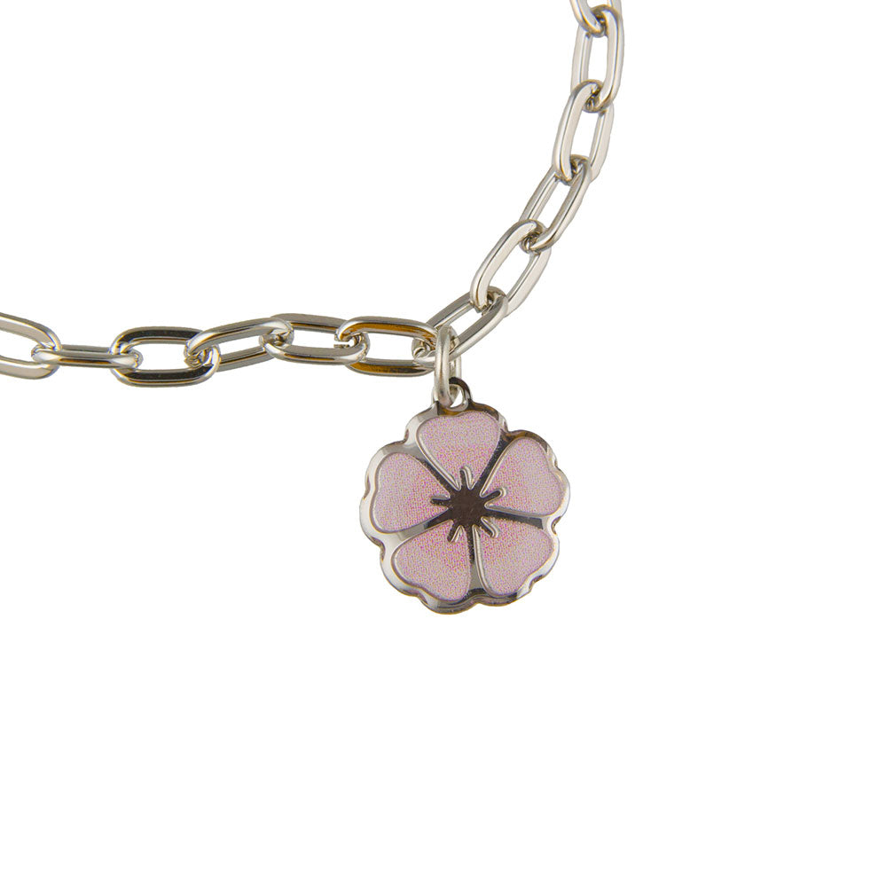 Link Bracelet with Cherry Blossom Charm