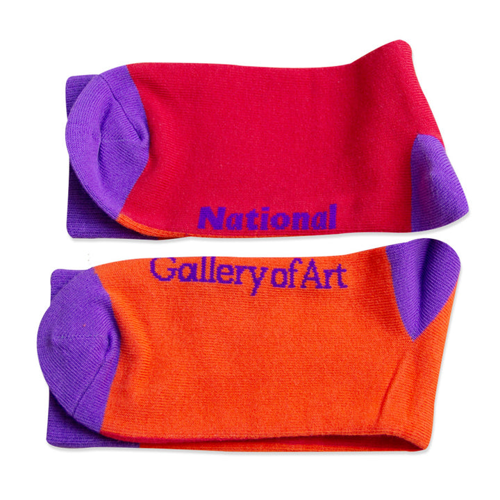 National Gallery of Art Logo Double-Sided Socks, Orange and Red