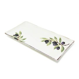 Olive Print Small Rectangle Platter