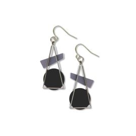 Kandinsky Triangle At Rest Abstract Earrings, Black/Grey