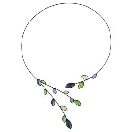 Petal Floating Necklace, Green and Blue