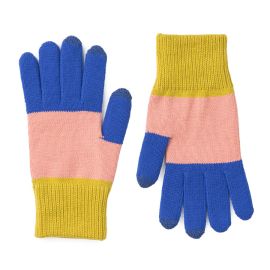 Colorblock Touchscreen Gloves by Verloop, Cobalt Coral Golden Olive