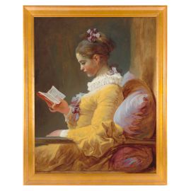 Fragonard: Young Girl Reading, 22'' Canvas Print, Gold Frame