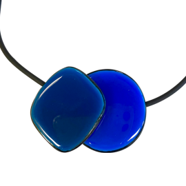 Cobalt and Turquoise Enamel Pendant