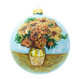 Hand Painted Sunflowers Glass Ornament