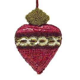 Beaded Sacred Heart Ornament