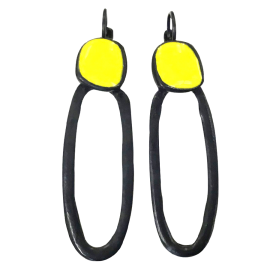 Yellow Enamel Earrings